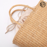 StrawWeave Eco-Friendly Handmade Straw Tote Bag, Women's Natural Yellow Grass Woven Frame Handbag, Summer Beach Top-Handle Purse